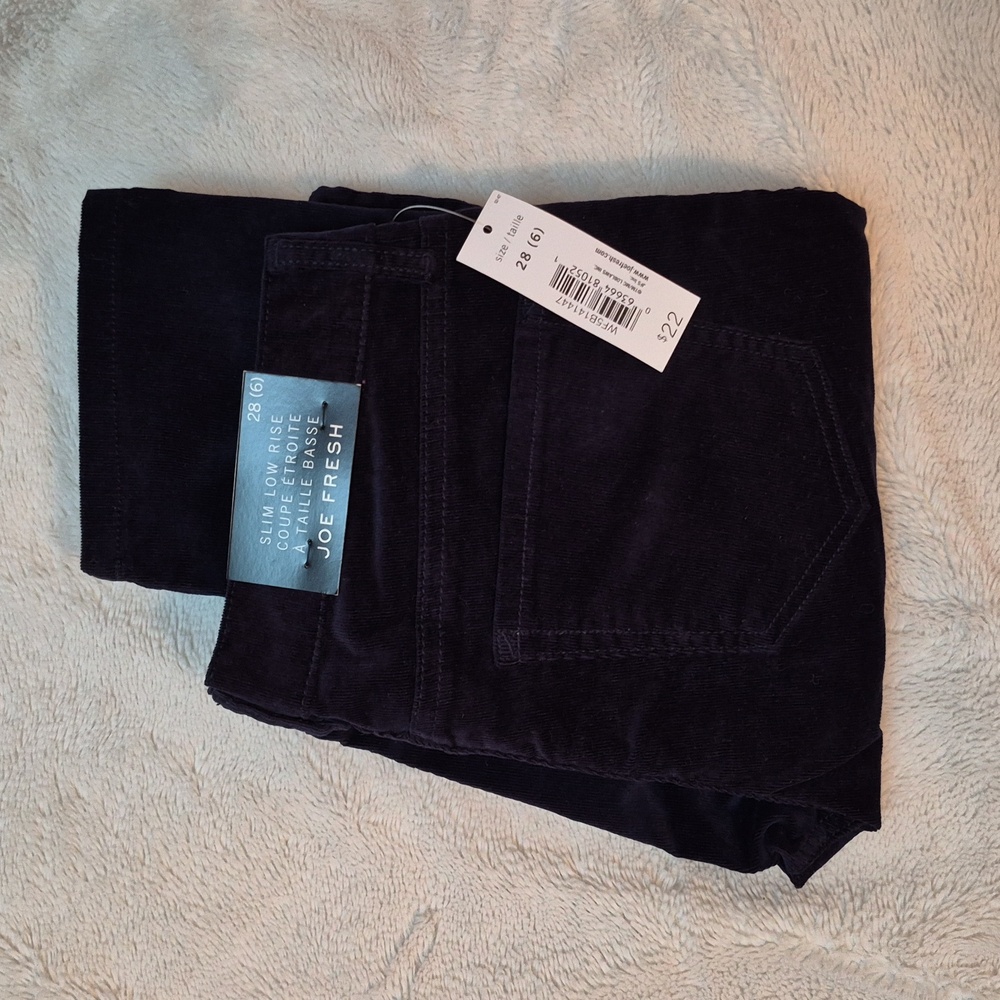 Joe Fresh Slim Low Rise Blue Corduroy Pants Size 6, New With Tags - Picture 14 of 15